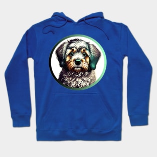 A Brown & White Havanese Dog in a Green Highlight Hoodie